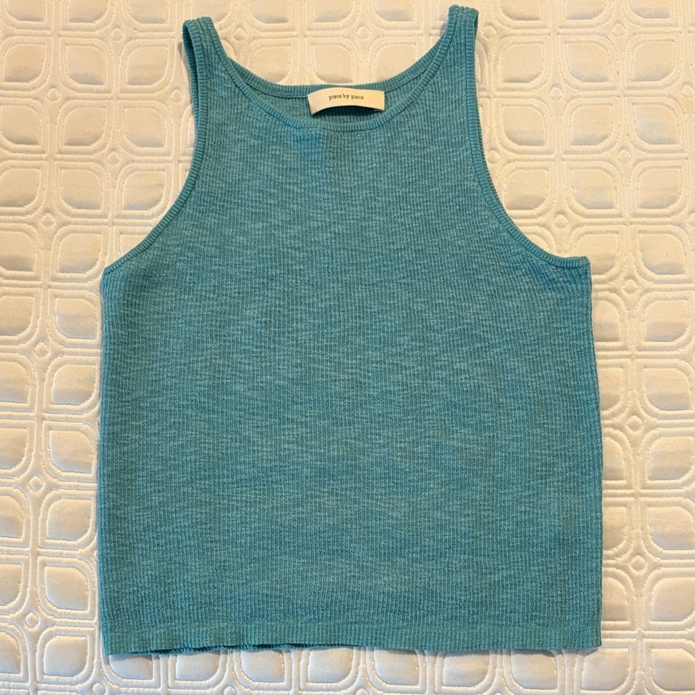 Blue Knit Tank Top